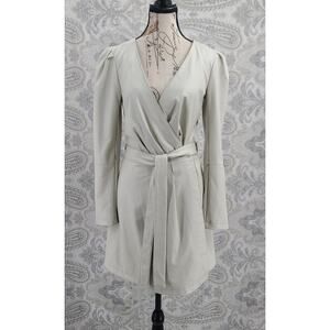 7‎ For all mankind faux leather women's cream wrap dress Size XS Mob wife office